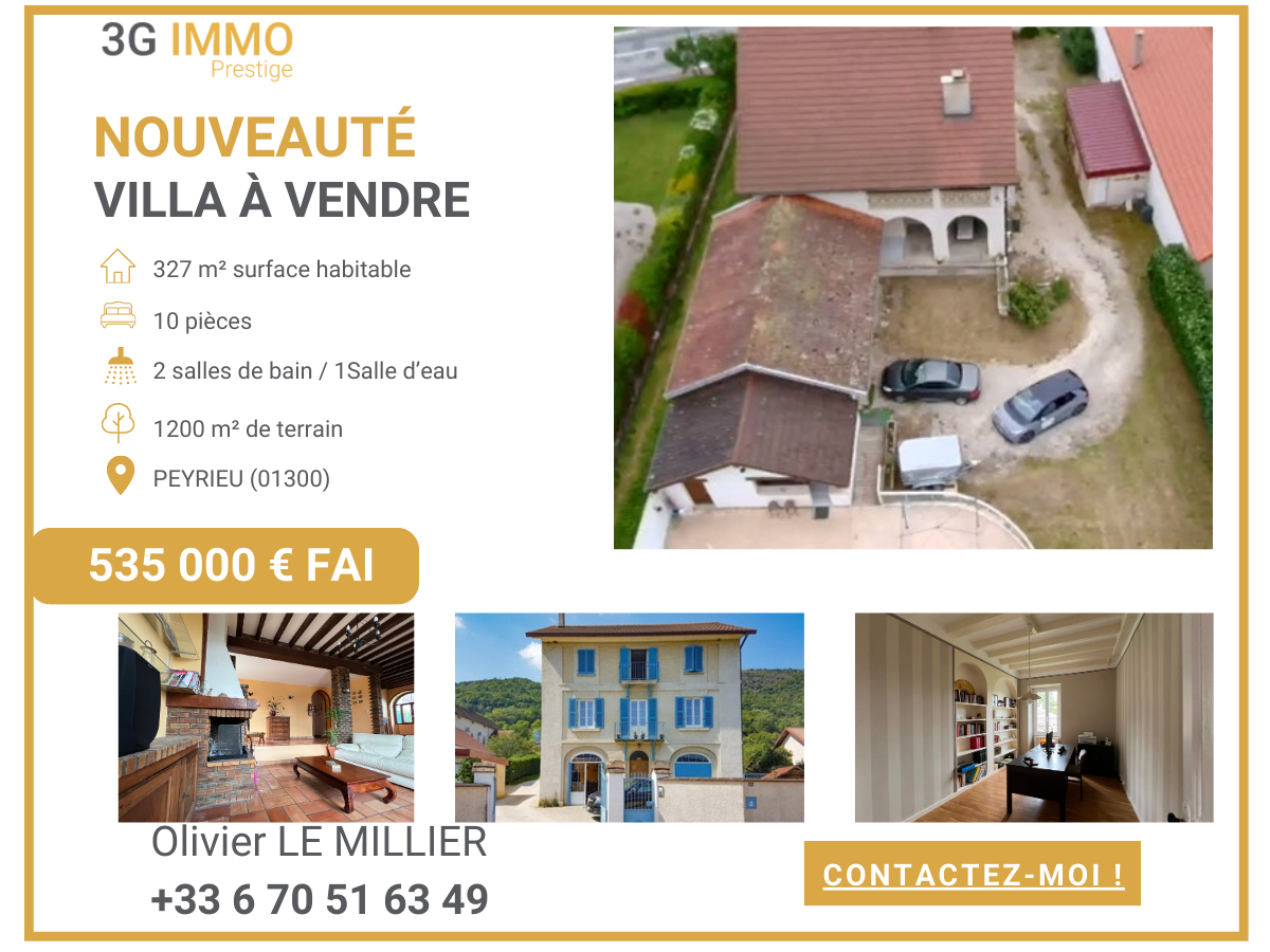 Vente Maison 327m² 10 Pièces à Peyrieu (01300) - 3G Immobilier